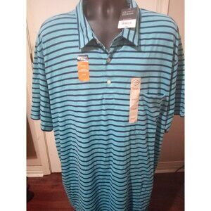 New St. John's Bay Polo Shirt Mens 4XLT Blue Striped Super Soft Classic Fit